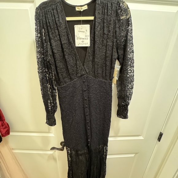 Free People Dresses & Skirts - Free People Black Lace V-Neck Dress